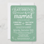 Rustic Burlap Sage Green Wedding Invitations Kaart (Voorkant)