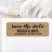 Rustic Burlap Script Save the Date Etiket (Insitu)