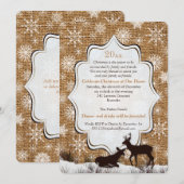 Rustic Burlap Snowflakes Deer Holiday Party nodigt Kaart (Voorkant / Achterkant)