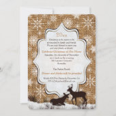 Rustic Burlap Snowflakes Deer Holiday Party nodigt Kaart (Voorkant)