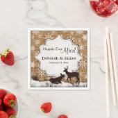 Rustic Burlap, Snowflakes en Deer Wedding Napkins Servet (Insitu)