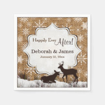 Rustic Burlap, Snowflakes en Deer Wedding Napkins