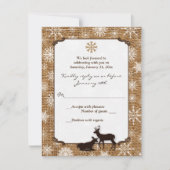 Rustic Burlap, Snowflakes en Deer Wedding RSVP Kaart (Voorkant)