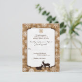 Rustic Burlap, Snowflakes en Deer Wedding RSVP Kaart (Staand voorkant)