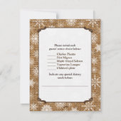 Rustic Burlap, Snowflakes en Deer Wedding RSVP Kaart (Achterkant)