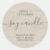 Rustic Burlap Soy Candle Label (Voorkant)