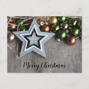 Rustic Burlap Star Gold Green-kerstversieringen Briefkaart