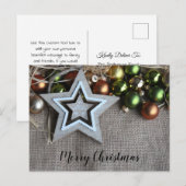 Rustic Burlap Star Gold Green-kerstversieringen Briefkaart (Voorkant / Achterkant)