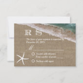 Rustic Burlap Starfish Beach Wedding RSVP (Voorkant)