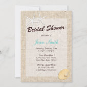 Rustic Burlap Starfish Bridal Shower Invitations Kaart (Voorkant)