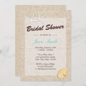Rustic Burlap Starfish Bridal Shower Invitations Kaart (Voorkant / Achterkant)