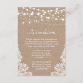 Rustic Burlap String Lights Lace Wedding Details Informatiekaartje (Achterkant)