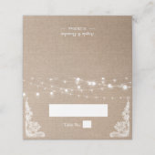 Rustic Burlap String Lights Lace Wedding Plaatskaartje (Buitenkant ongevouwen)
