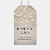 Rustic Burlap String Lights Wedding Cadeaulabel (Voorkant)