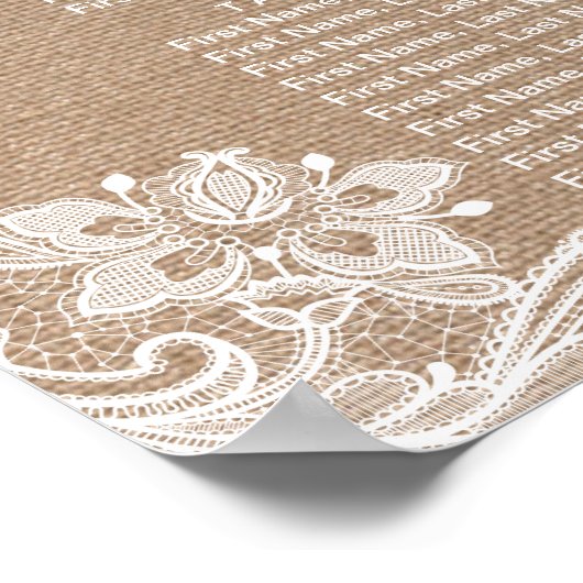 Rustic Burlap String Lights Wedding Seating Chart Poster (Hoek)