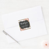 Rustic Burlap Striped Elegant Floral bedankt Vierkante Sticker (Envelop)