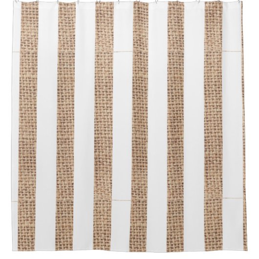 Rustic Burlap Stripes Farmhouse Shower Curtain Douchegordijn (Voorkant)