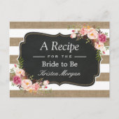 Rustic Burlap Stripes Floral Vrijgezellenfeest Rec Briefkaart (Voorkant)
