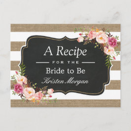 Rustic Burlap Stripes Floral Vrijgezellenfeest Rec Briefkaart