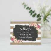 Rustic Burlap Stripes Floral Vrijgezellenfeest Rec Briefkaart (Staand voorkant)