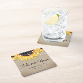 Rustic Burlap Sunflower Bedankt voor je huwelijk Kartonnen Onderzetters (Insitu)