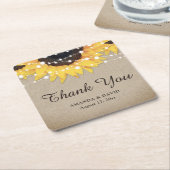 Rustic Burlap Sunflower Bedankt voor je huwelijk Kartonnen Onderzetters (Schuin)