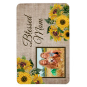 Rustic Burlap Sunflower Blessed Mam Foto Magneet (Verticaal)