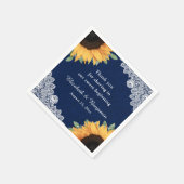 Rustic Burlap Sunflower en Navy Blue Wedding Servet (Hoek)