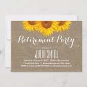 Rustic Burlap Sunflower Retirement Party Kaart (Voorkant)