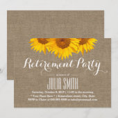 Rustic Burlap Sunflower Retirement Party Kaart (Voorkant / Achterkant)