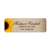 Rustic Burlap Sunflower Return Address Labels (Voorkant)