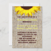 Rustic Burlap Sunflower Wedding-diner Kaart (Voorkant)
