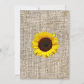 Rustic Burlap Sunflower Wedding-diner Kaart (Achterkant)