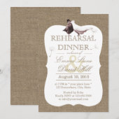 Rustic Burlap Tortelduifjes Rehearsal Dinner Kaart (Voorkant / Achterkant)