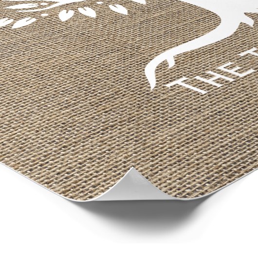Rustic Burlap Tree Familienaam ingesteld Poster (Hoek)