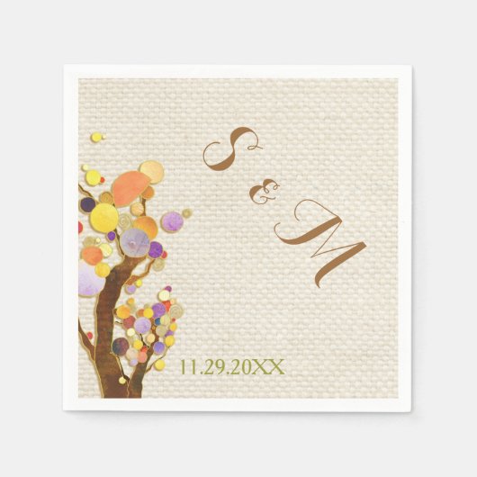 Rustic Burlap Tree Theme Wedding Servet (Voorkant)