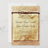 Rustic Burlap Twine Distress Wedding Invitation Kaart (Voorkant)