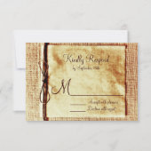 Rustic Burlap Twine Distress Wedding RSVP-kaarten RSVP Kaartje (Voorkant)