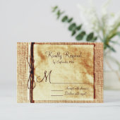 Rustic Burlap Twine Distress Wedding RSVP-kaarten RSVP Kaartje (Staand voorkant)