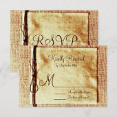 Rustic Burlap Twine Distress Wedding RSVP-kaarten RSVP Kaartje (Voorkant / Achterkant)
