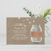 Rustic Burlap Twine & Mason Jar Vrijgezellenfeest Kaart (Staand voorkant)