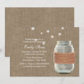 Rustic Burlap Twine & Mason Jar Vrijgezellenfeest Kaart (Voorkant / Achterkant)
