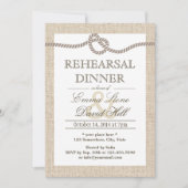 Rustic Burlap Tying the Knot Rehearsal Dinner Kaart (Voorkant)