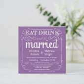 Rustic Burlap Violet Paarse bruiloft Kaart (Staand voorkant)