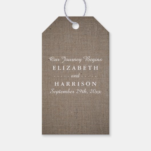 Rustic Burlap Wedding Cadeaulabel (Voorkant)