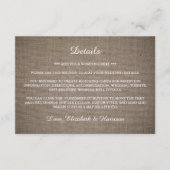 Rustic Burlap Wedding Detail Informatiekaartje (Voorkant)