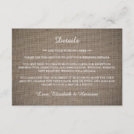 Rustic Burlap Wedding Detail Informatiekaartje