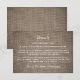 Rustic Burlap Wedding Detail Informatiekaartje