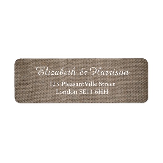 Rustic Burlap Wedding Etiket (Voorkant)