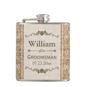 Rustic Burlap Wedding Groomsman Heupfles (Voorkant)
